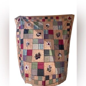 Country Patchwork Fabric Shower Curtain – Farmhouse Primitive – 69” x 69”